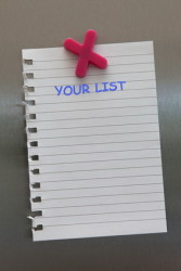 Your list on a note on a fridge door with magnet