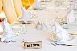 beautifully set table is reserved for guests of the restaurant
