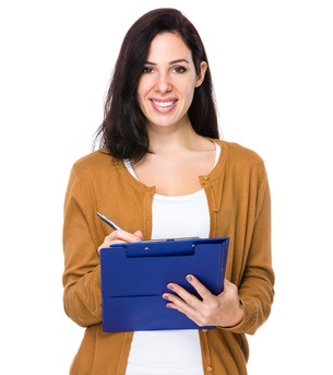 cropped woman with clipboard